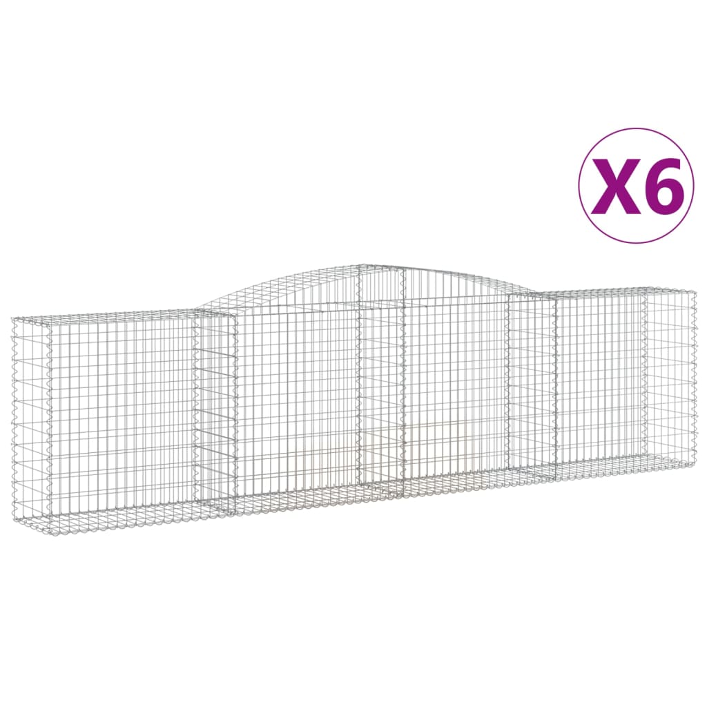 Arched Gabion Baskets 6 pcs 157.5"x19.7"x39.4"/47.2" Galvanized Iron