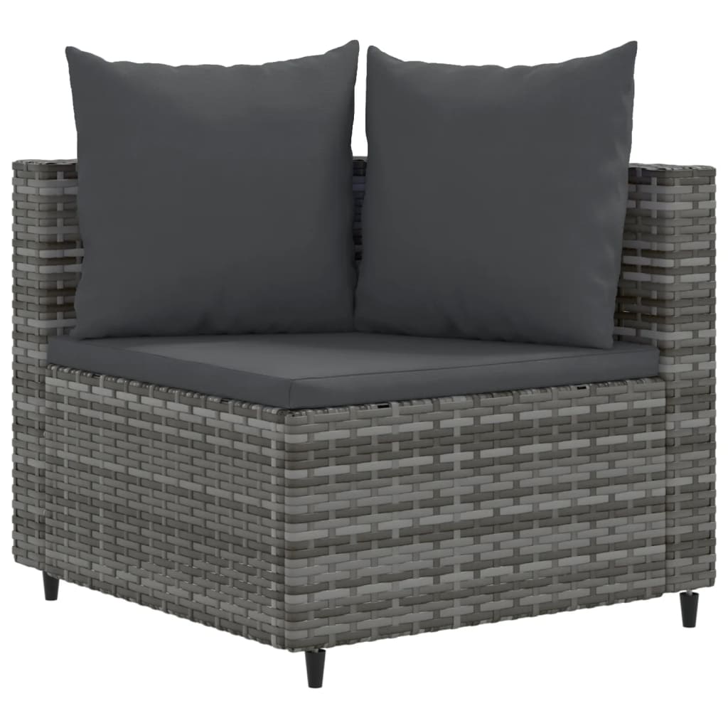 4 Piece Patio Sofa Set with Cushions Gray Poly Rattan