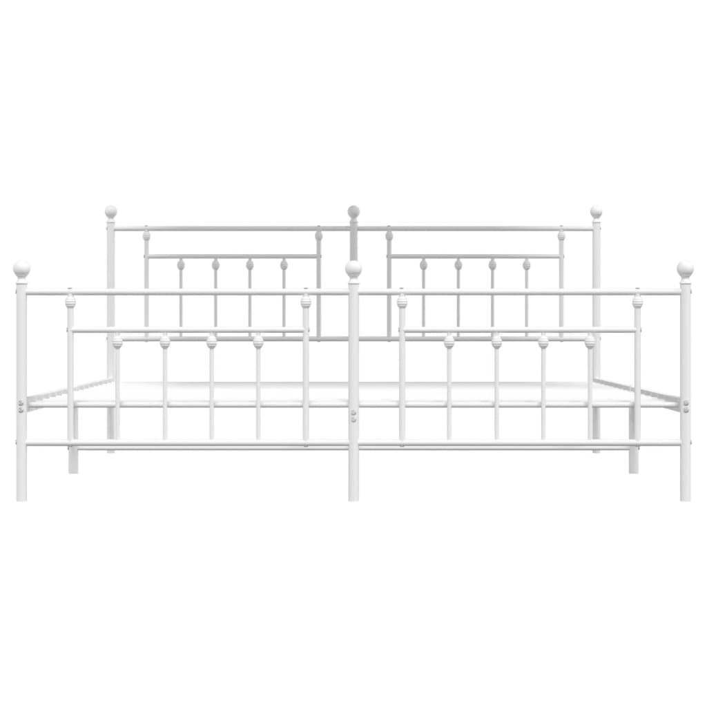 Metal Bed Frame without Mattress with Footboard White 76"x79.9"