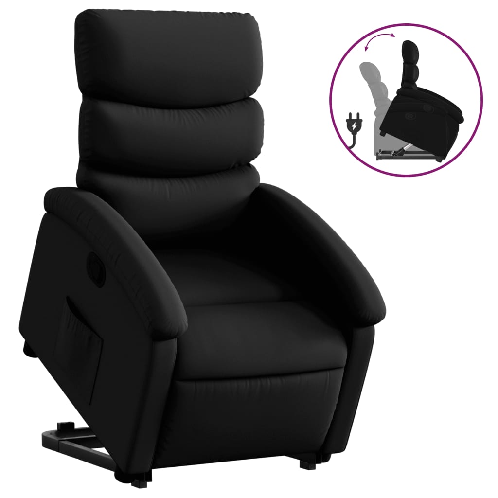 Stand up Recliner Chair Black Faux Leather