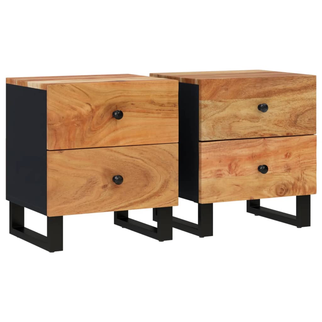 Bedside Cabinets 2 pcs 15.7"x13"x18.1" Solid Wood Acacia