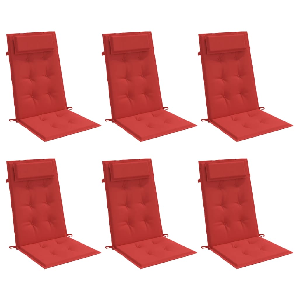 Highback Chair Cushions 6 pcs Red Oxford Fabric