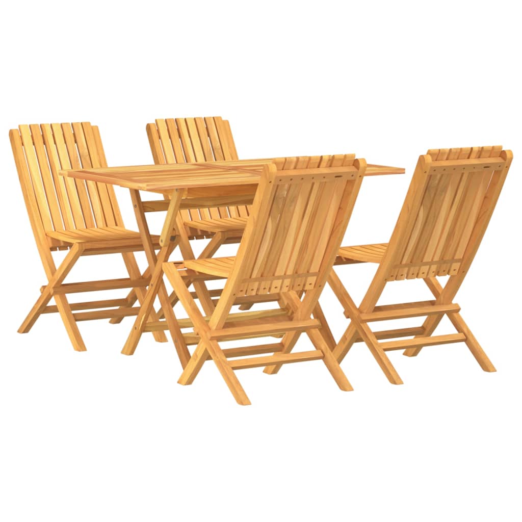 5 Piece Patio Dining Set Solid Wood Teak