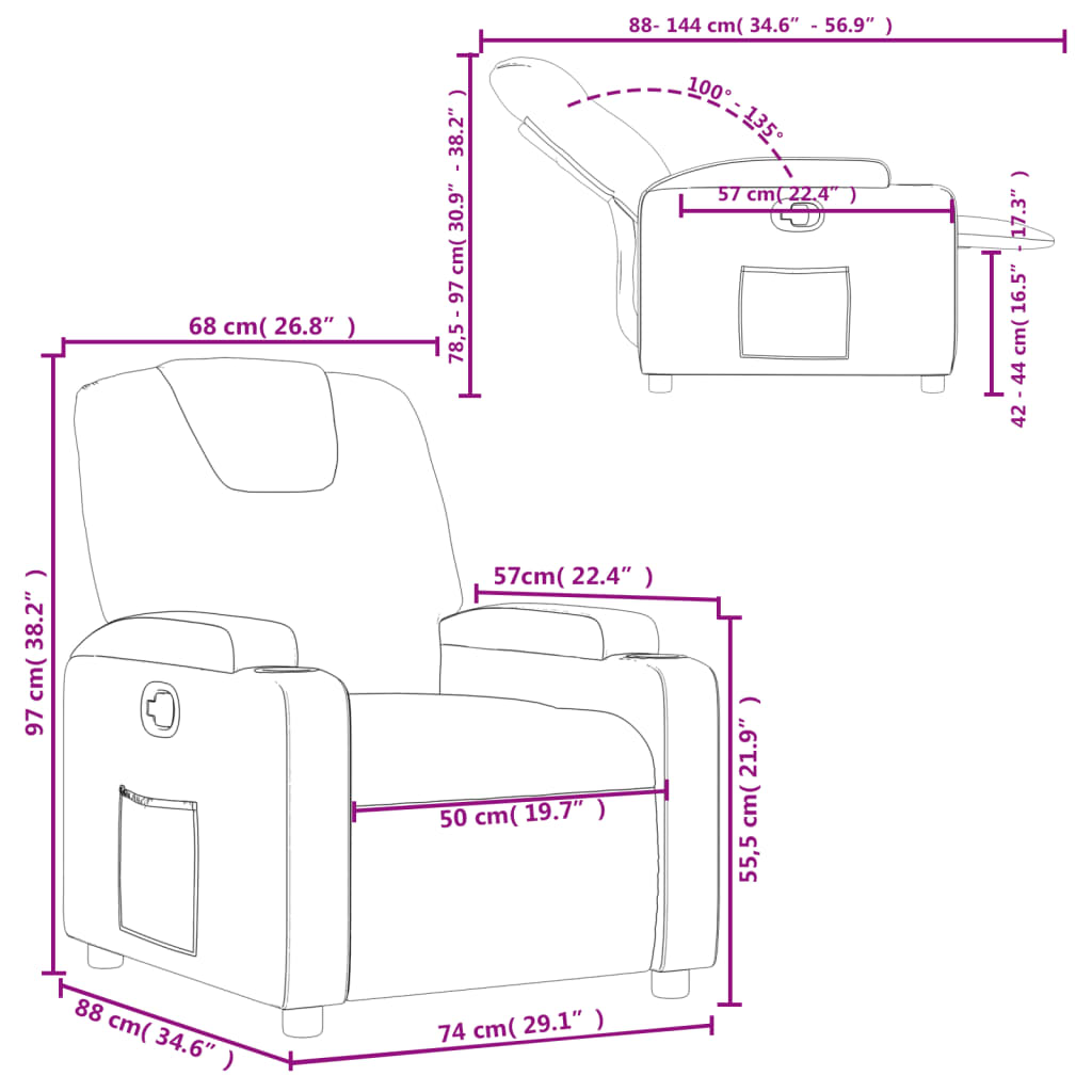 Recliner Chair Gray Faux Leather