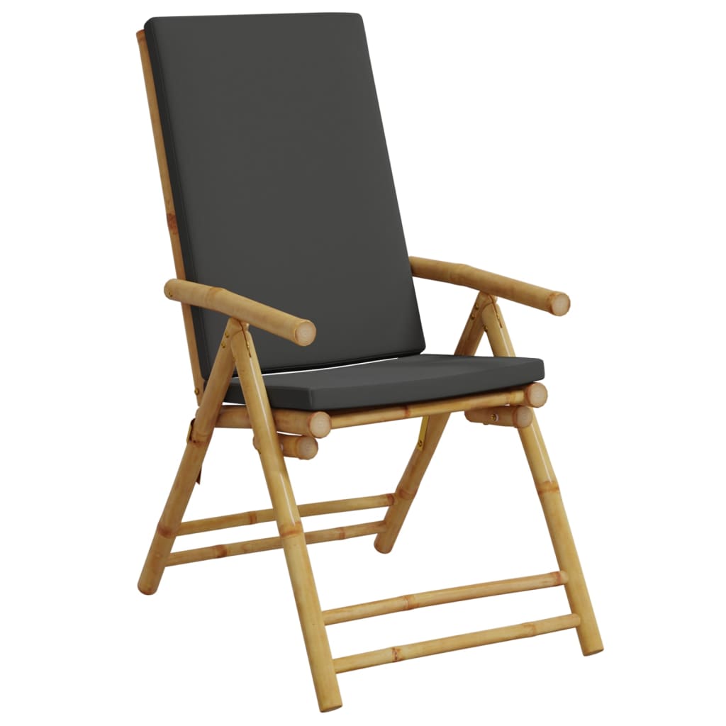 Folding Bistro Chairs 2 pcs with Cushions Bamboo