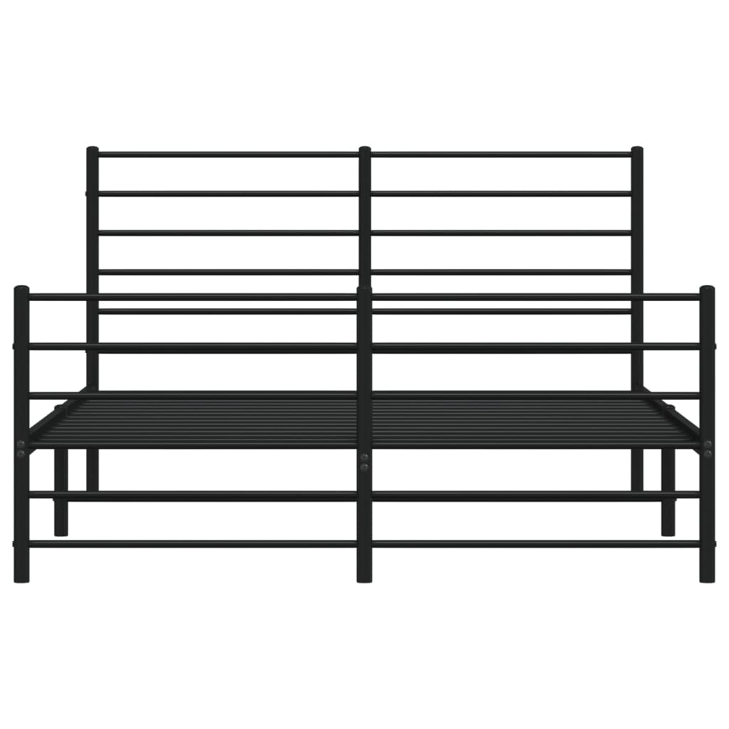 Metal Bed Frame without Mattress with Footboard Black 59.1"x78.7"