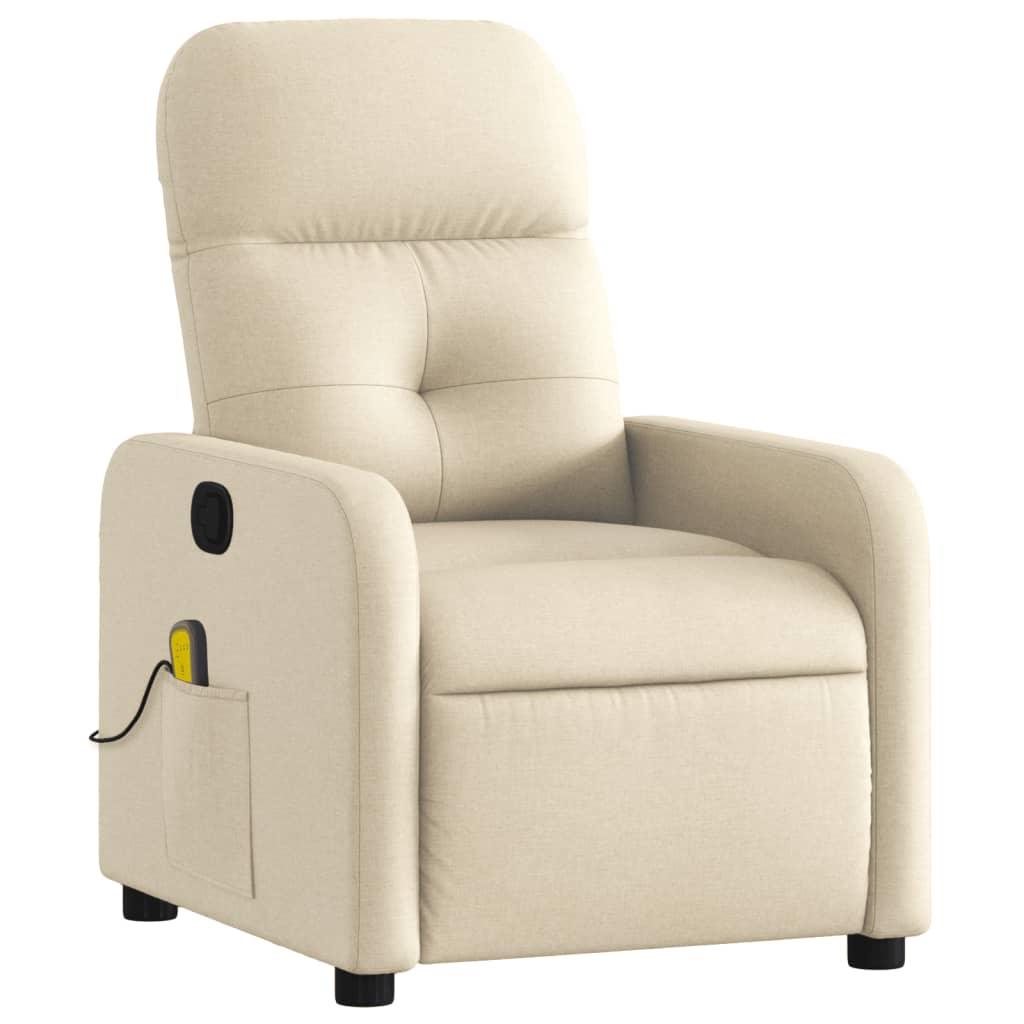 Massage Recliner Chair Cream Fabric