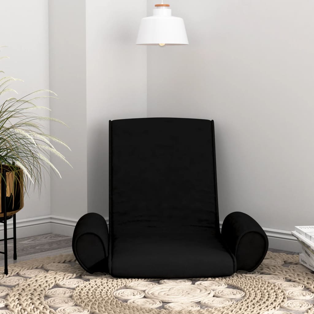 Folding Floor Chair Black Fabric