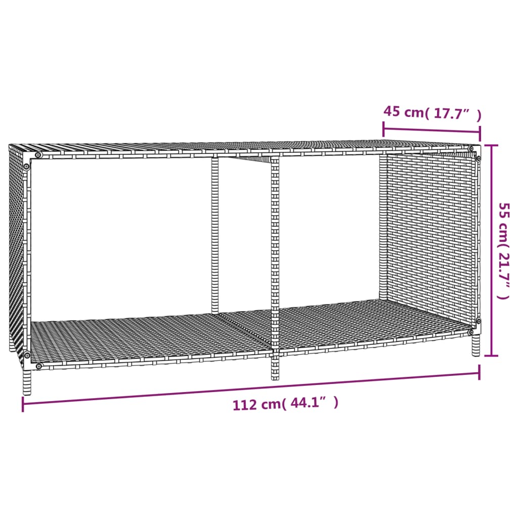 Storage Shelves 2 pcs Gray Poly Rattan