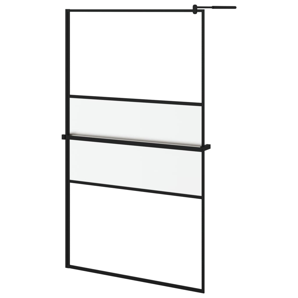 Walk-in Shower Wall with Shelf Black 45.3"x76.8" ESG Glass&Aluminum