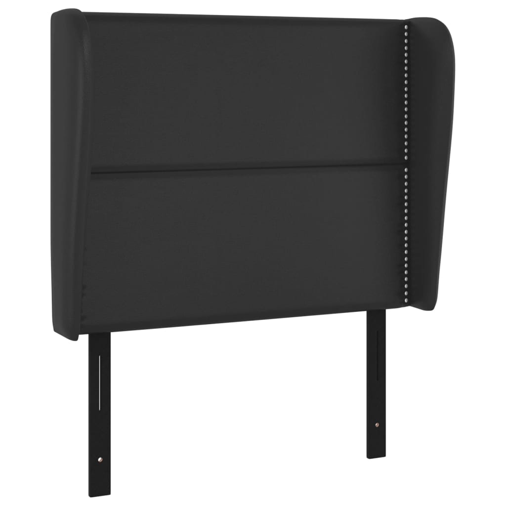 Headboard with Ears Black 40.6"x9.1"x46.5"/50.4" Faux Leather