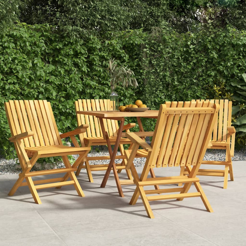 Folding Patio Chairs 4 pcs 24"x26.4"x35.4" Solid Wood Teak