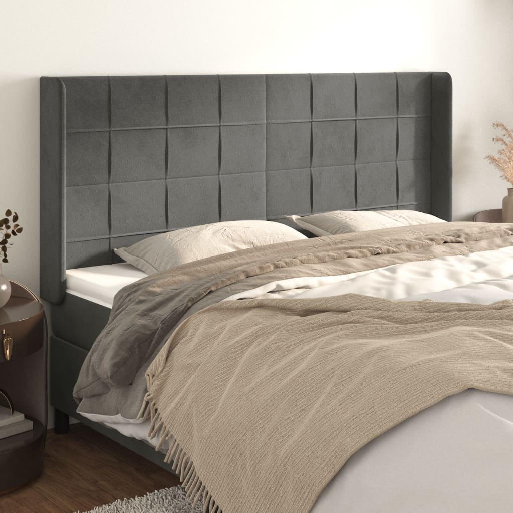 Headboard with Ears Light Gray 72"x6.3"x30.7"/34.6" Velvet