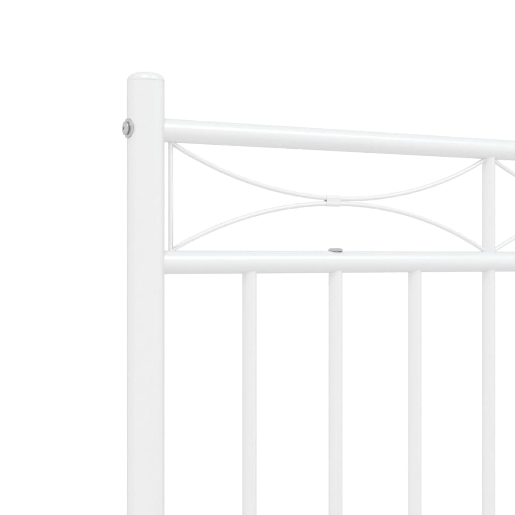 Metal Bed Frame without Mattress with Footboard White 53.1"x74.8"