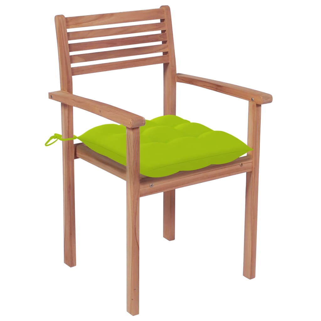 Stackable Patio Chairs with Cushions 6 pcs Solid Teak Wood