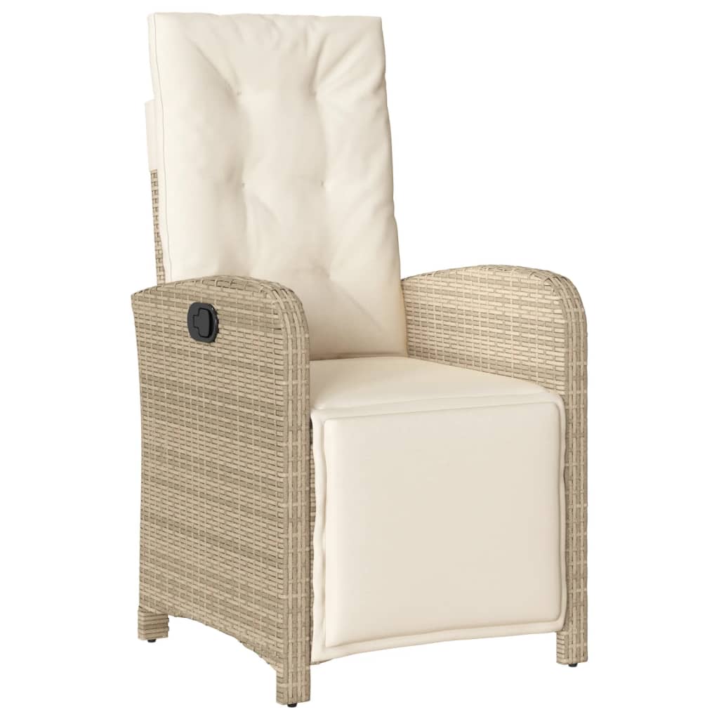 Reclining Patio Chair with Footrest Beige Poly Rattan