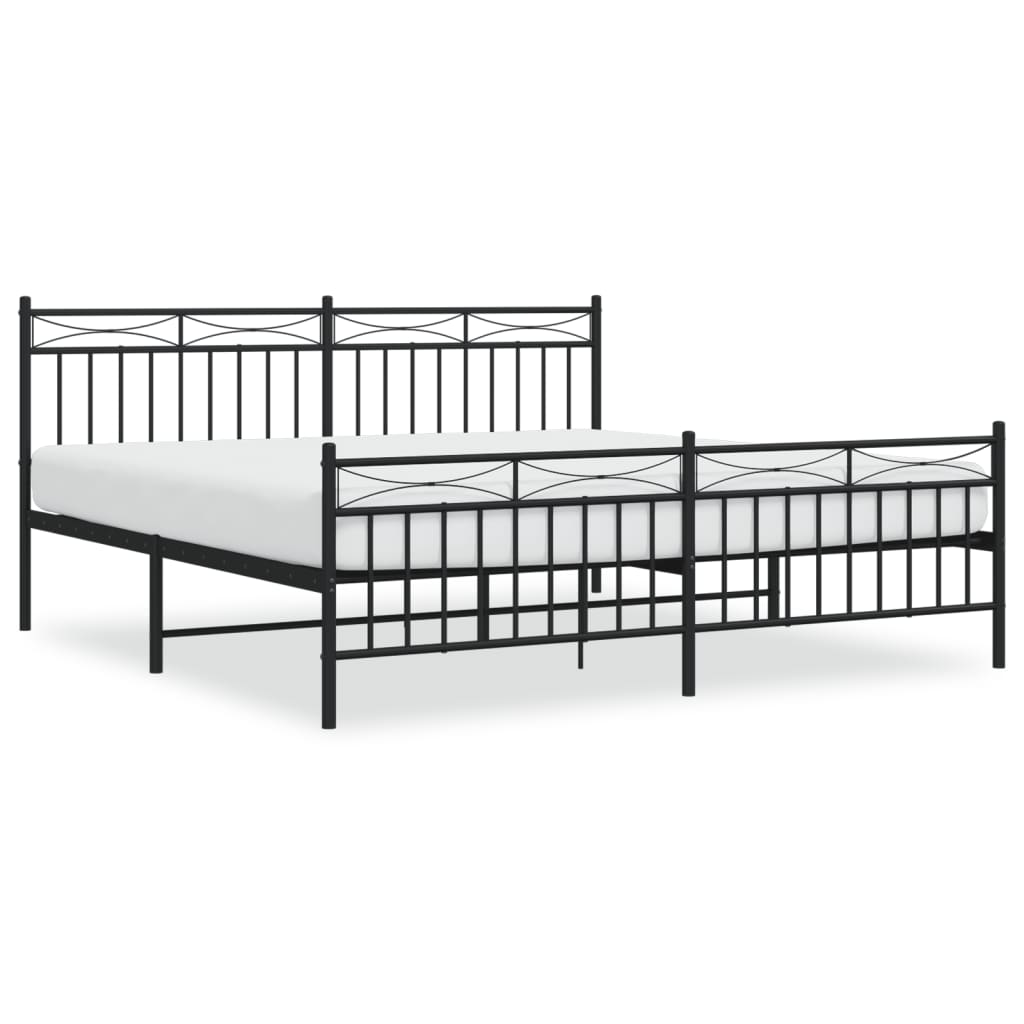 Metal Bed Frame without Mattress with Footboard Black 72"x83.9"