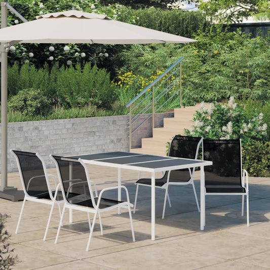 5 Piece Patio Dining Set Steel Black