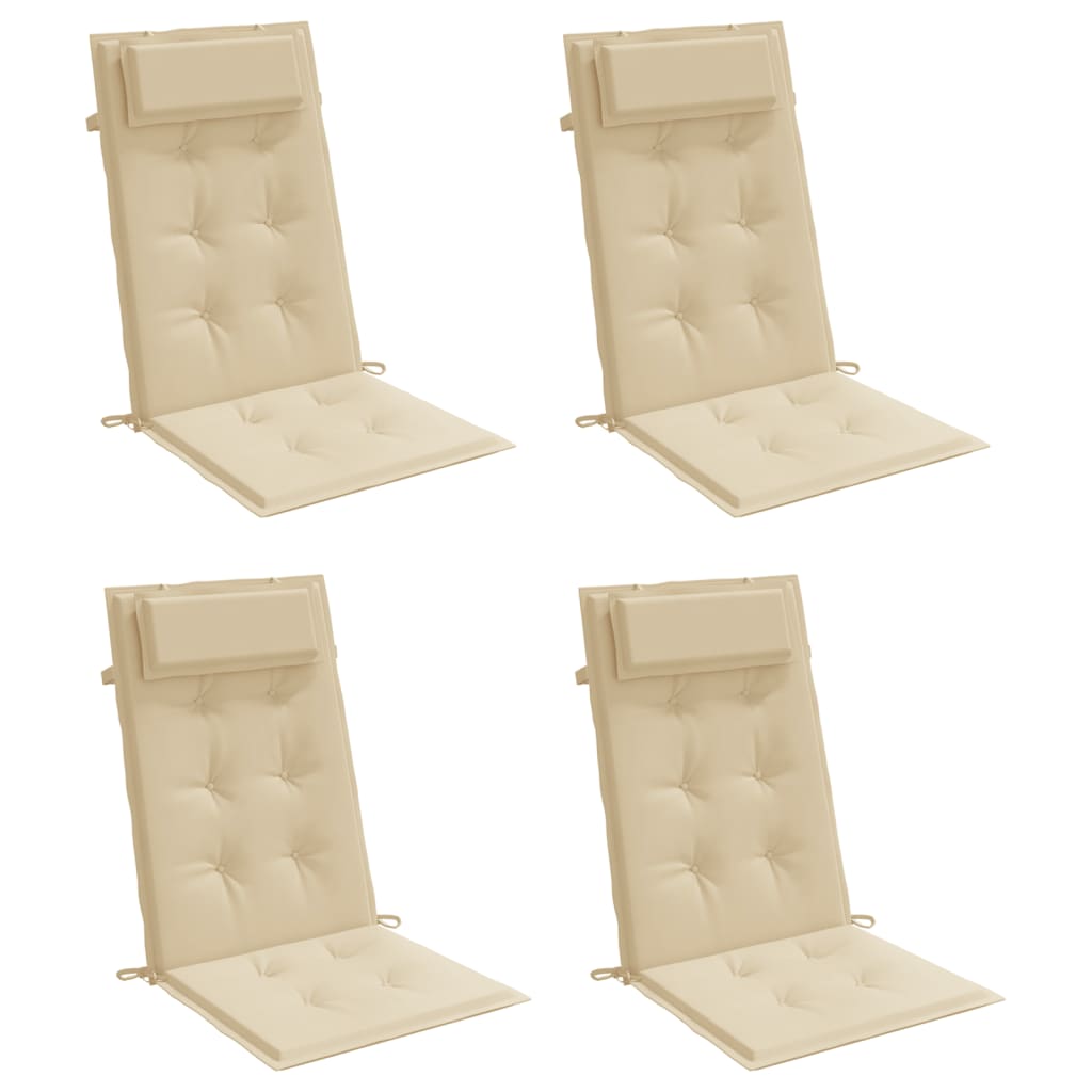 Highback Chair Cushions 4 pcs Beige Oxford Fabric