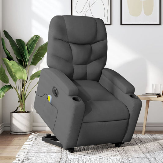 Electric Stand up Massage Recliner Chair Dark Gray Fabric