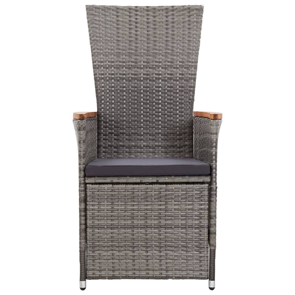 3 Piece Patio Lounge Set with Cushions Poly Rattan Gray