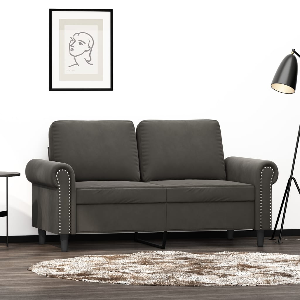 2-Seater Sofa Dark Gray 47.2" Velvet