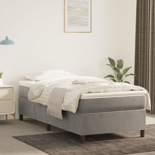 Bed Frame without Mattress Light Gray Twin Velvet (US Only)