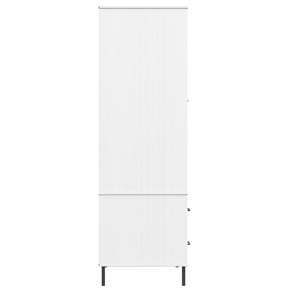 Wardrobe with Metal Legs White 35.4"x21.7"x67.9" Solid Wood OSLO