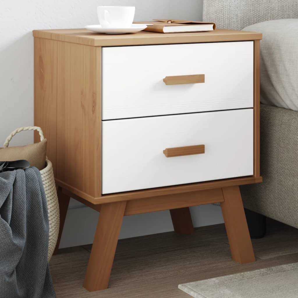 Bedside Cabinet OLDEN Brown Solid Wood Pine