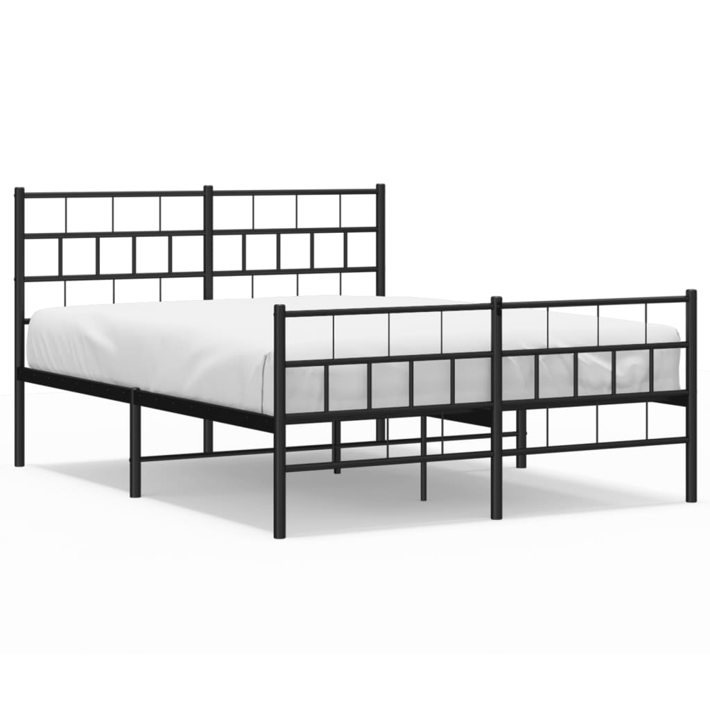 Metal Bed Frame without Mattress with Footboard Black 59.1"x78.7"