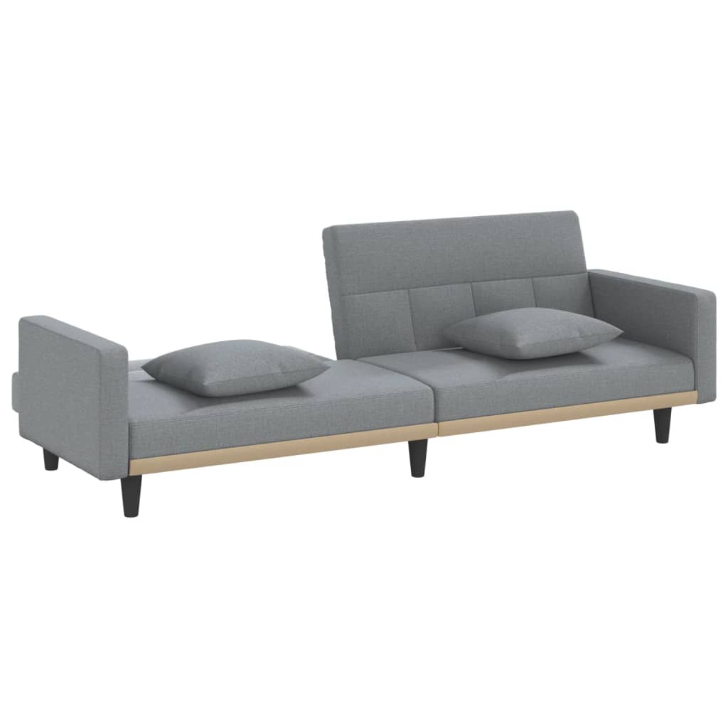 Sofa Bed with Cushions Light Gray Fabric