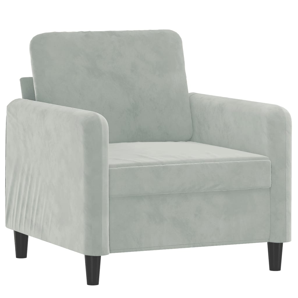 3 Piece Sofa Set Light Gray Velvet