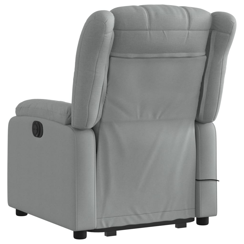 Stand up Massage Recliner Chair Light Gray Fabric