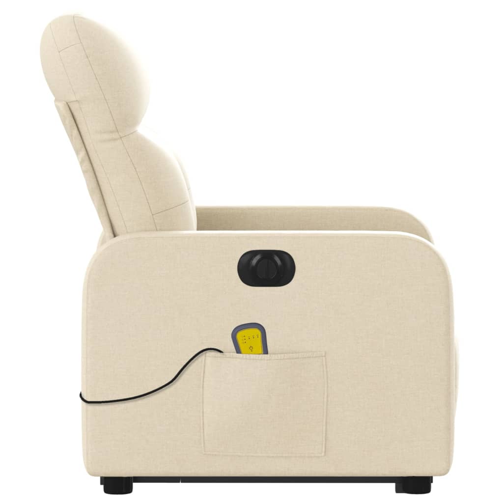 Electric Stand up Massage Recliner Chair Cream Fabric