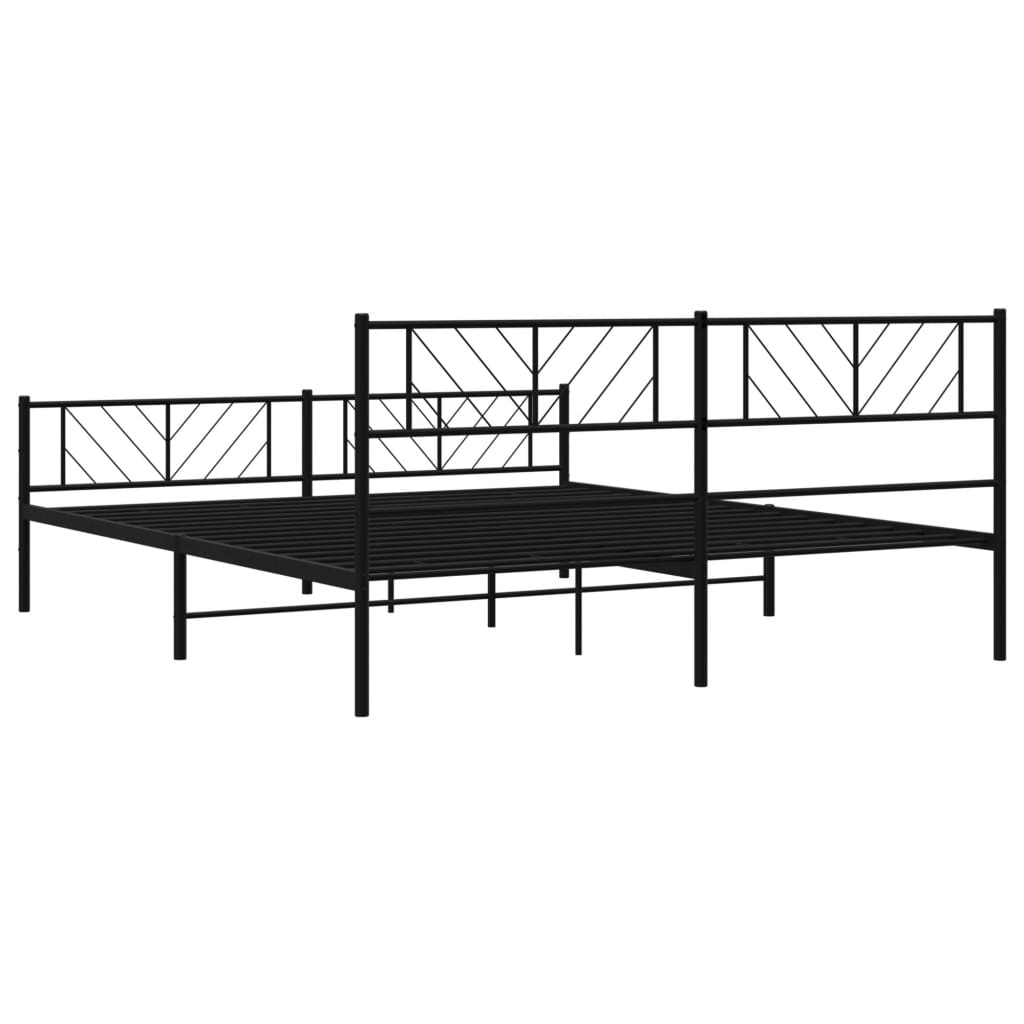 Metal Bed Frame without Mattress with Footboard Black 72"x83.9"