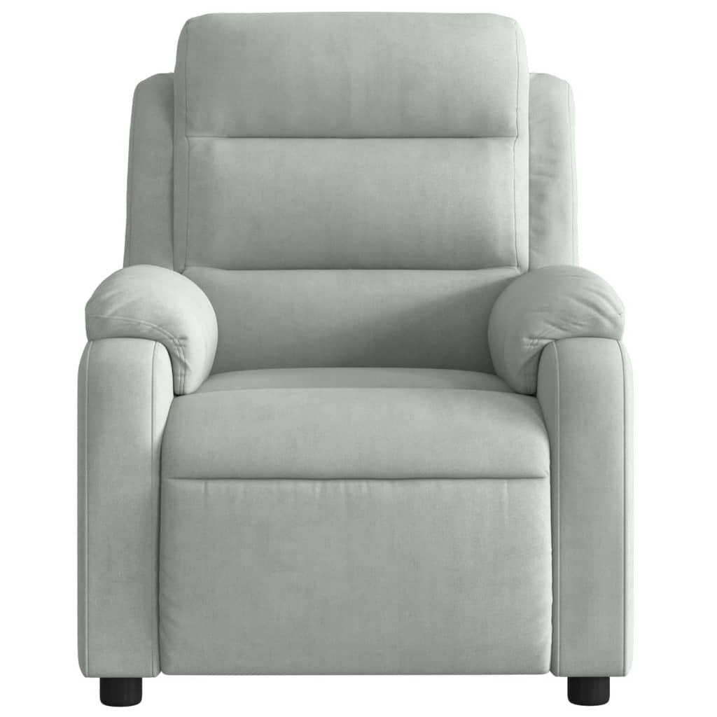 Massage Recliner Chair Light Gray Velvet