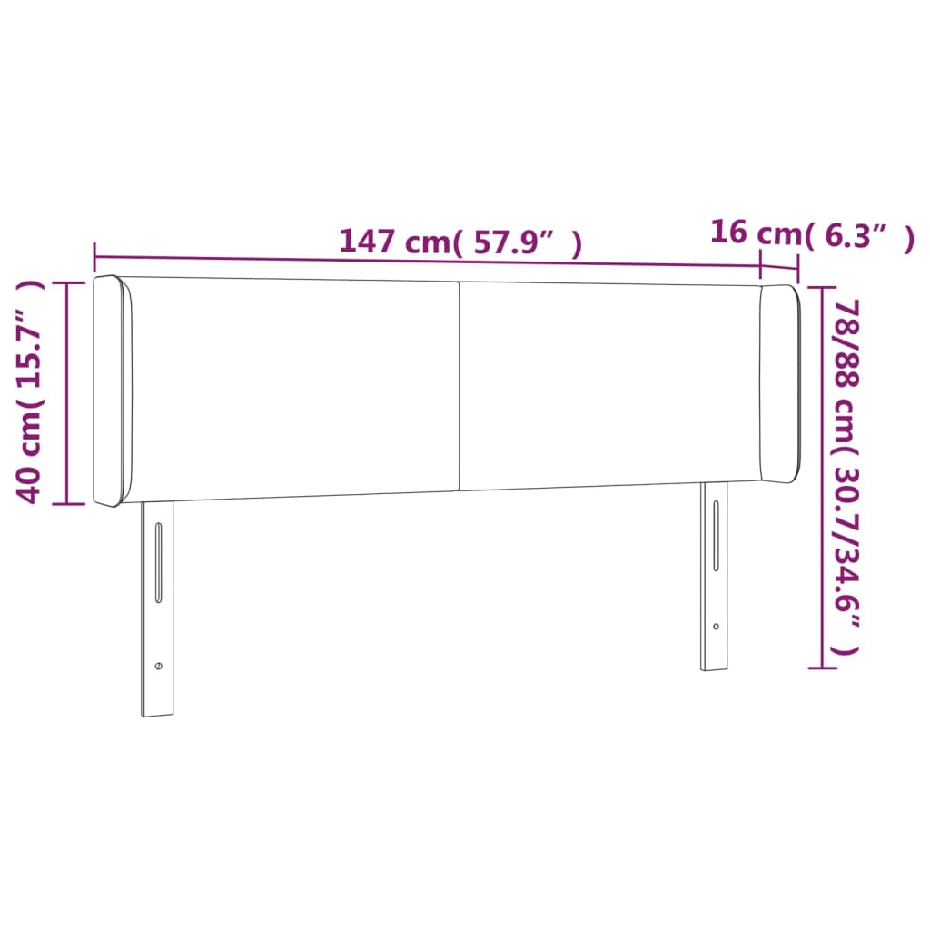 Headboard with Ears Light Gray 57.9"x6.3"x30.7"/34.6" Velvet