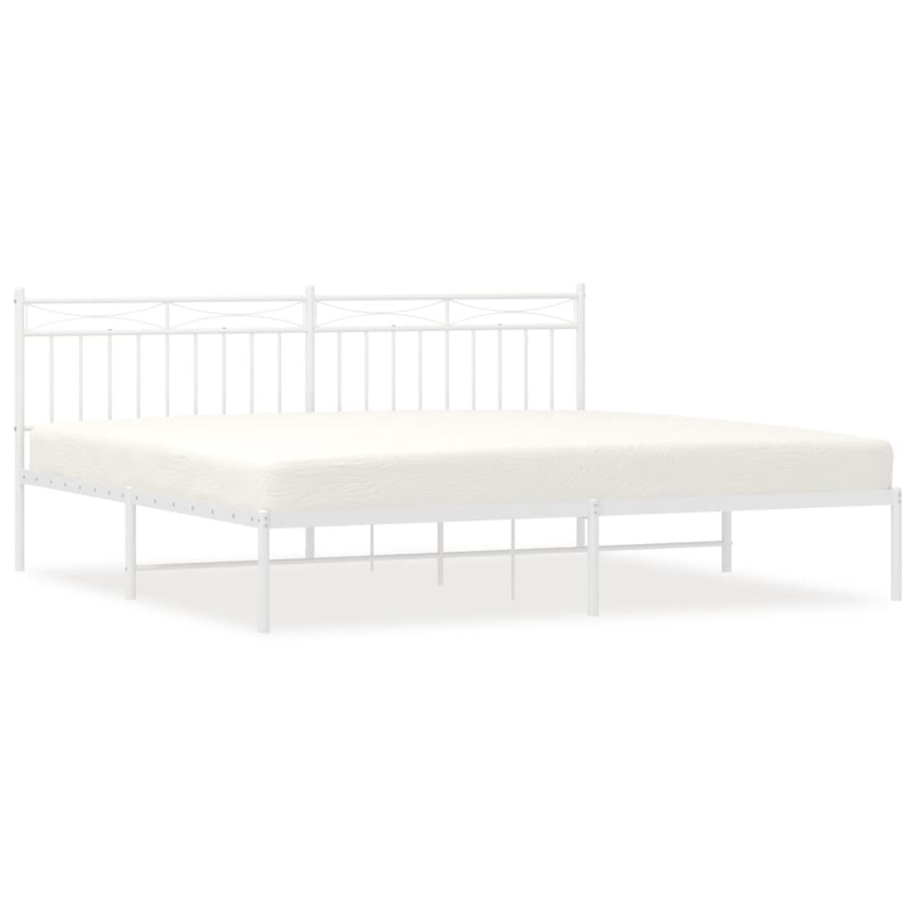 Metal Bed Frame without Mattress with Headboard White 76"x79.9"