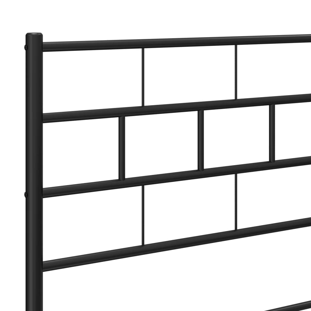 Metal Bed Frame without Mattress with Headboard Black 53.1"x74.8"