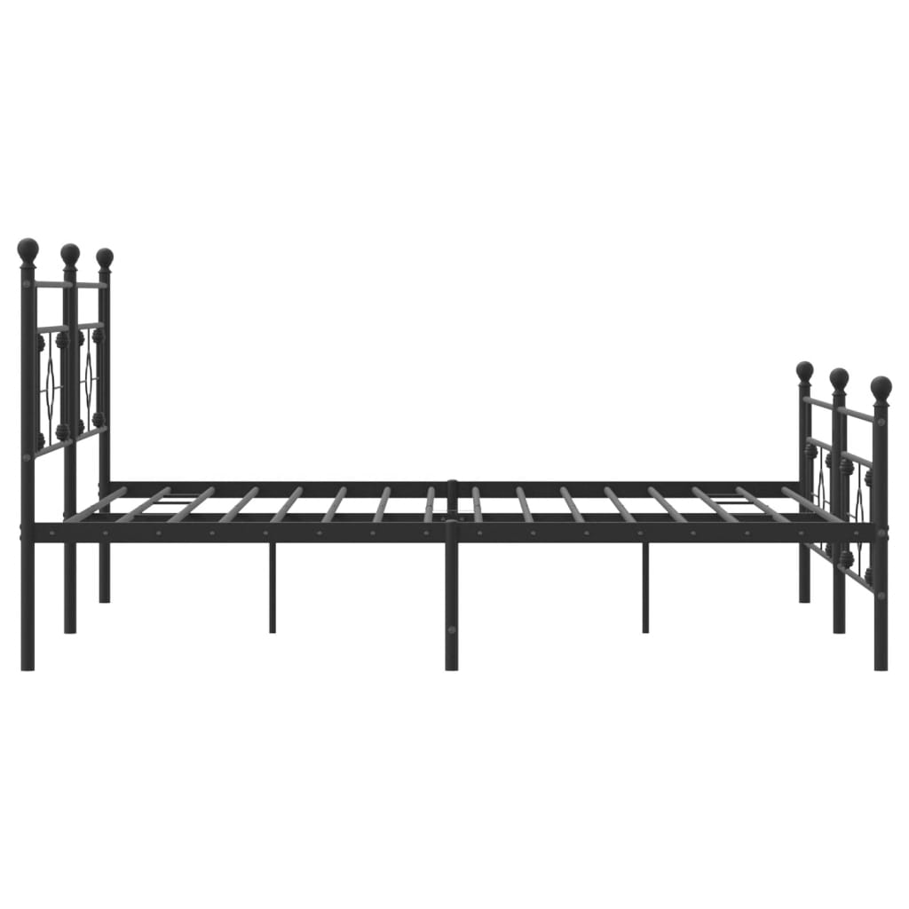 Metal Bed Frame without Mattress with Footboard Black 76"x79.9"