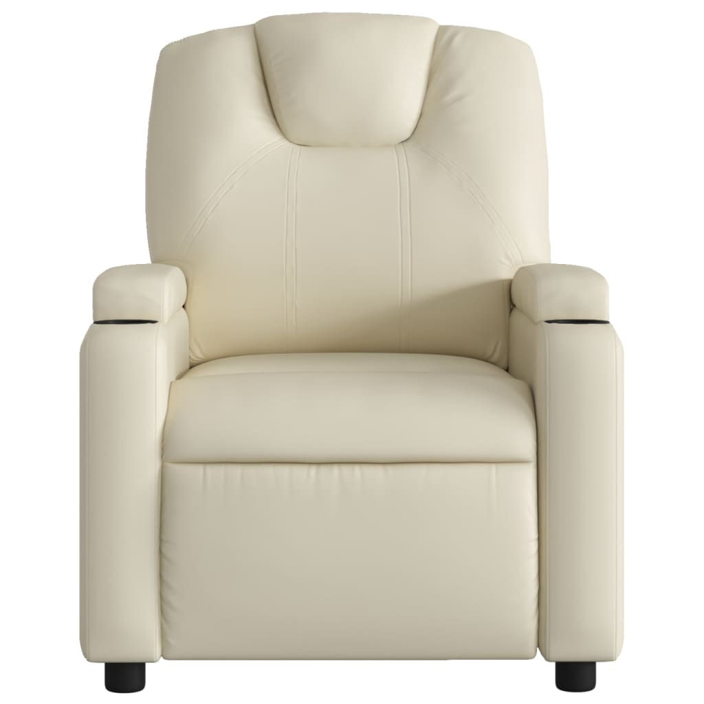 Massage Recliner Chair Cream Faux Leather