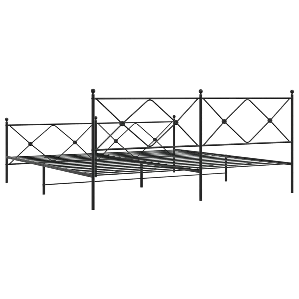 Metal Bed Frame without Mattress with Footboard Black 76"x79.9"