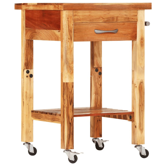 Kitchen Trolley 21.7"x21.7"x35" Solid Wood Acacia