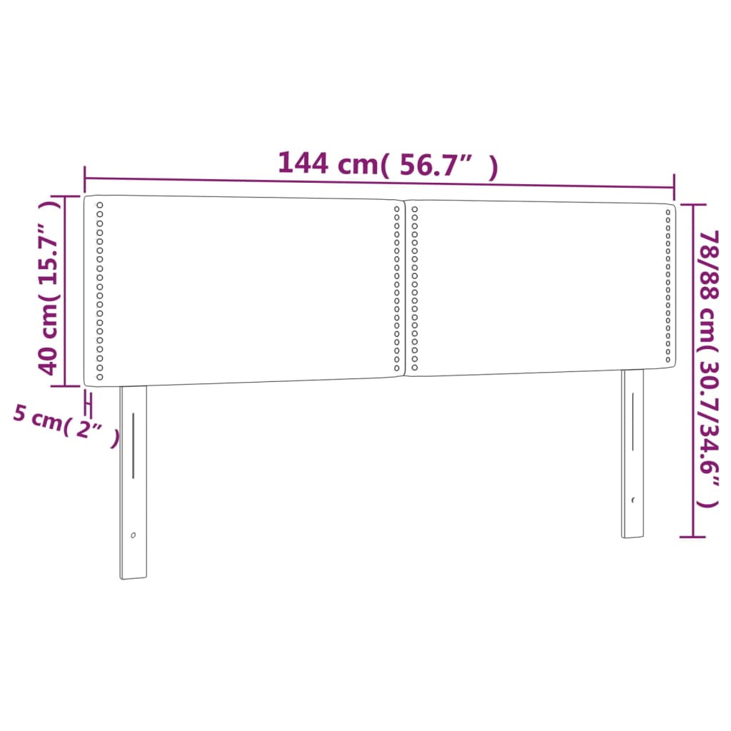 Headboards 2 pcs Light Gray 28.3"x2"x30.7"/34.6" Velvet