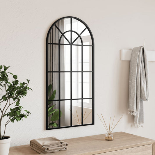 Wall Mirror Black 15.7"x31.5" Arch Iron