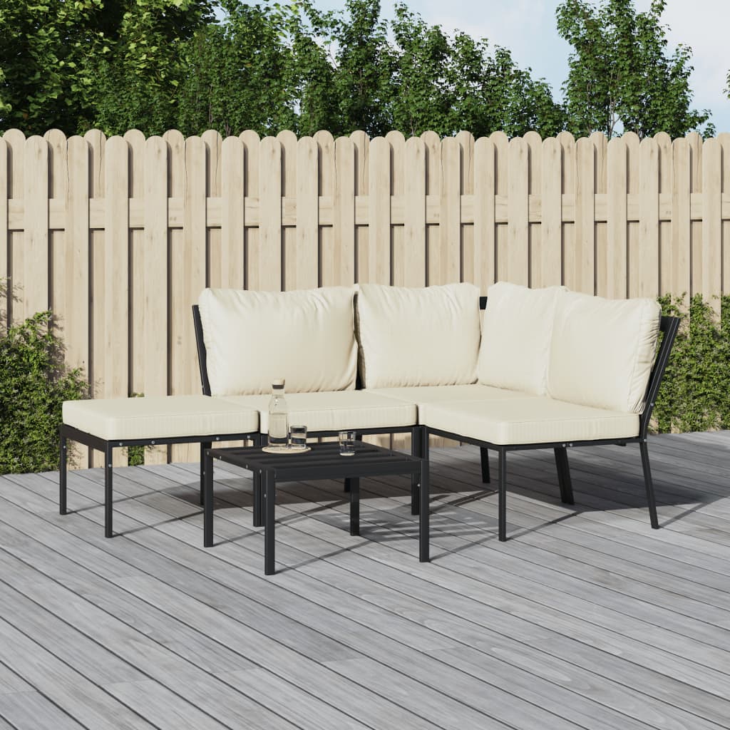 5 Piece Patio Lounge Set with Sand Cushions Steel