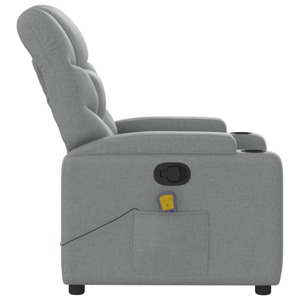 Massage Recliner Chair Light Gray Fabric