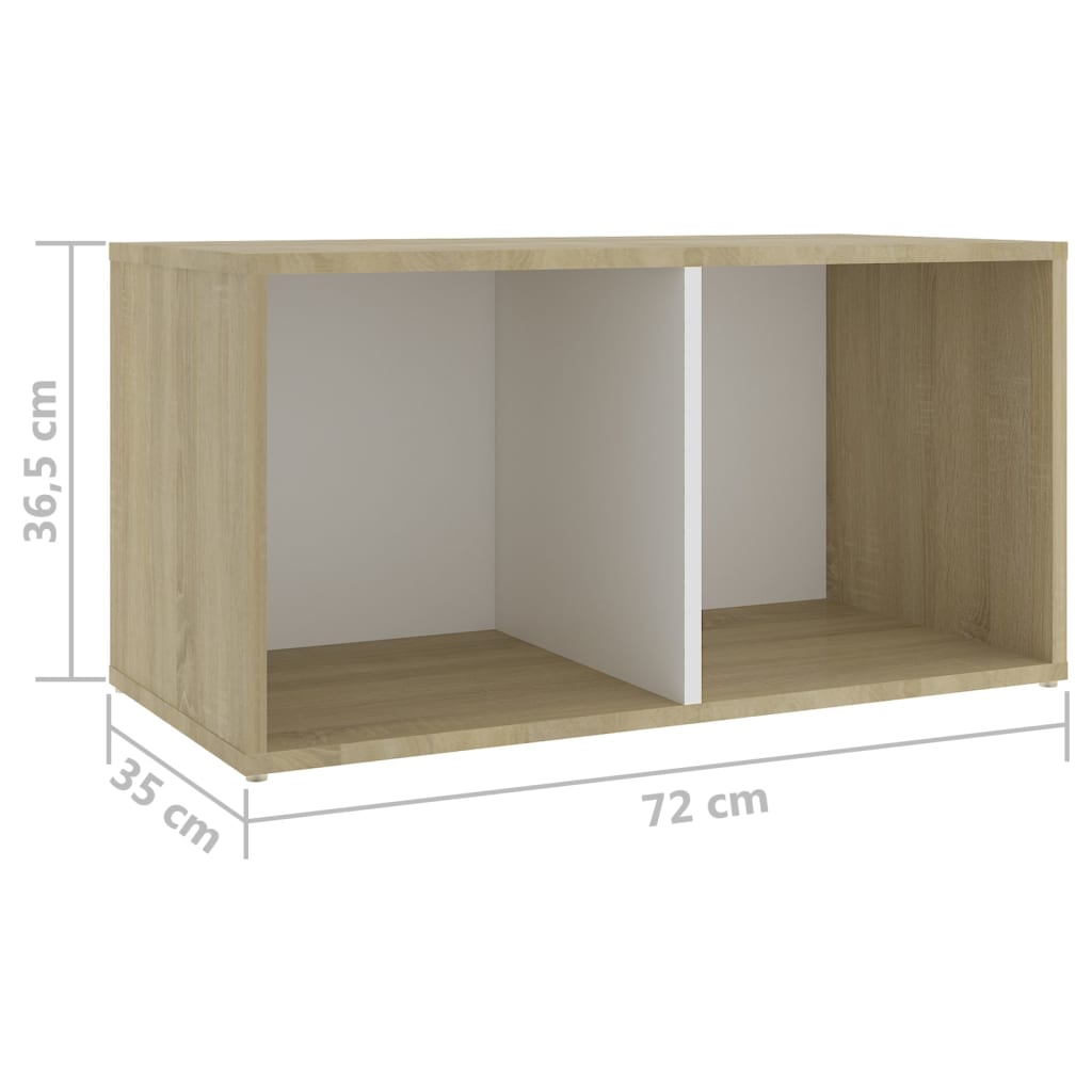 3 Piece TV Stand Set White and Sonoma Oak Engineered Wood