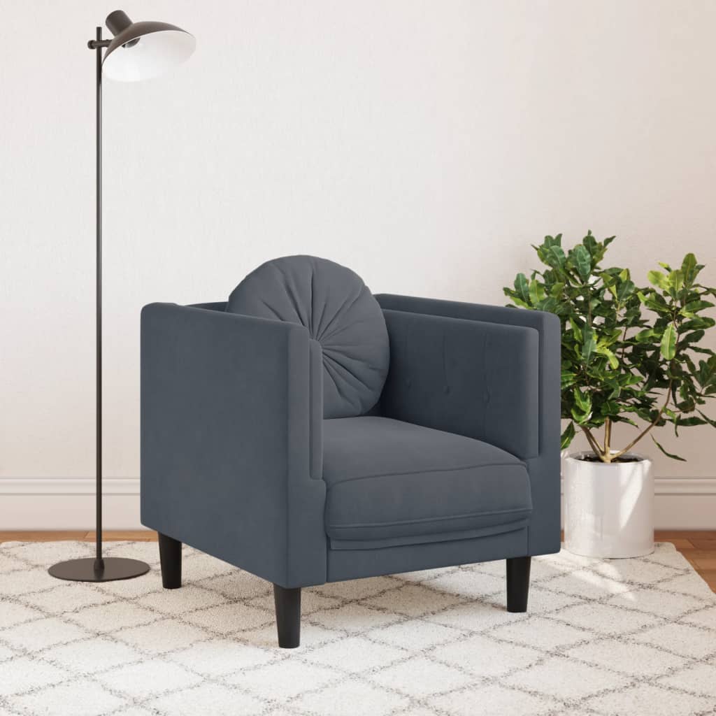 Sofa Chair with Cushion Dark Gray Velvet