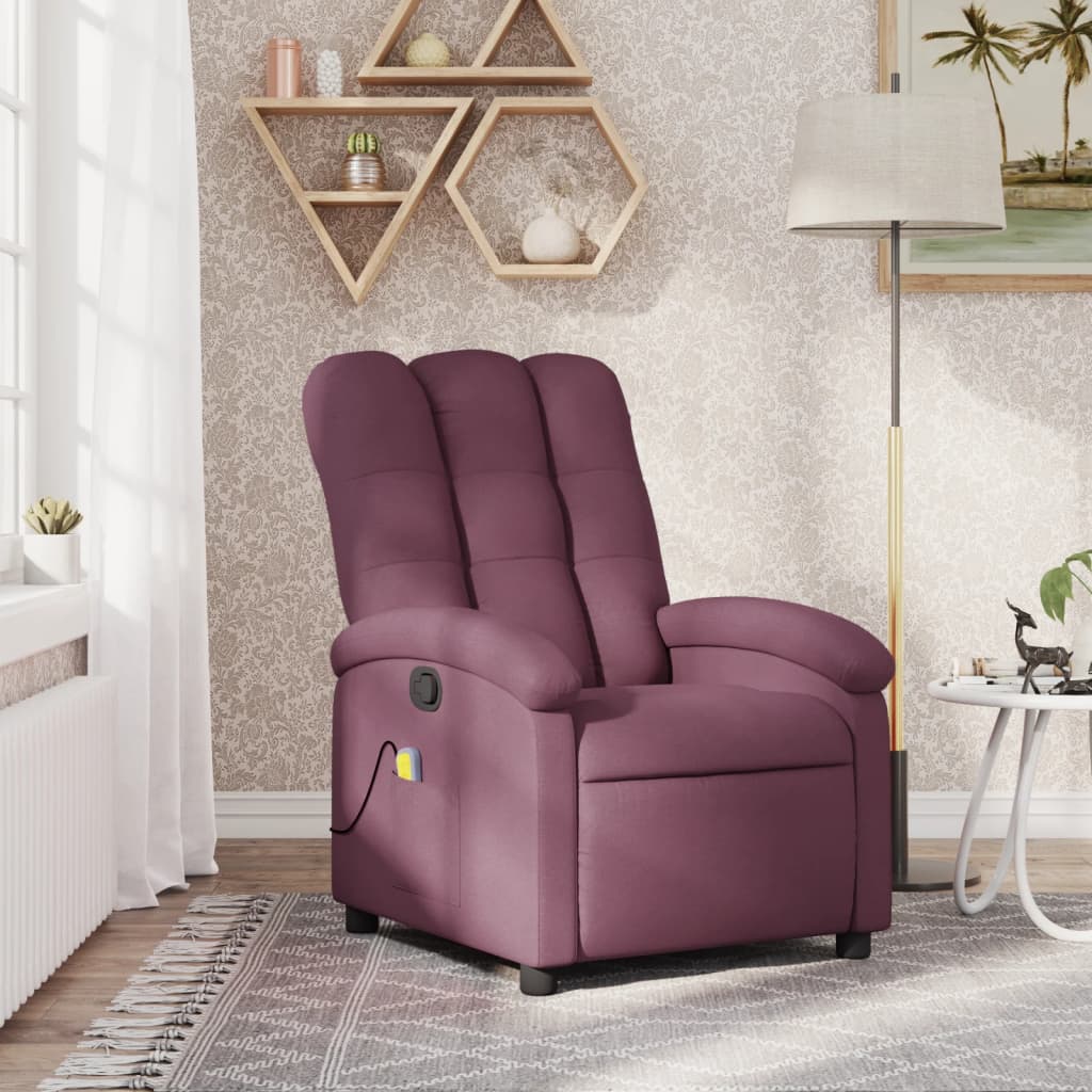 Electric Massage Recliner Chair Wine Red Fabric